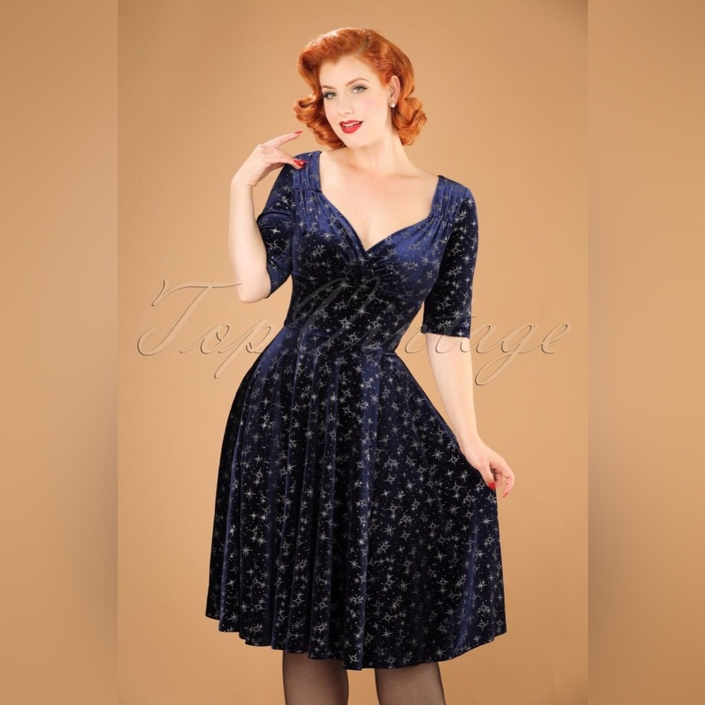 Stunning Blue Velvet Silver Star Sparkle dress